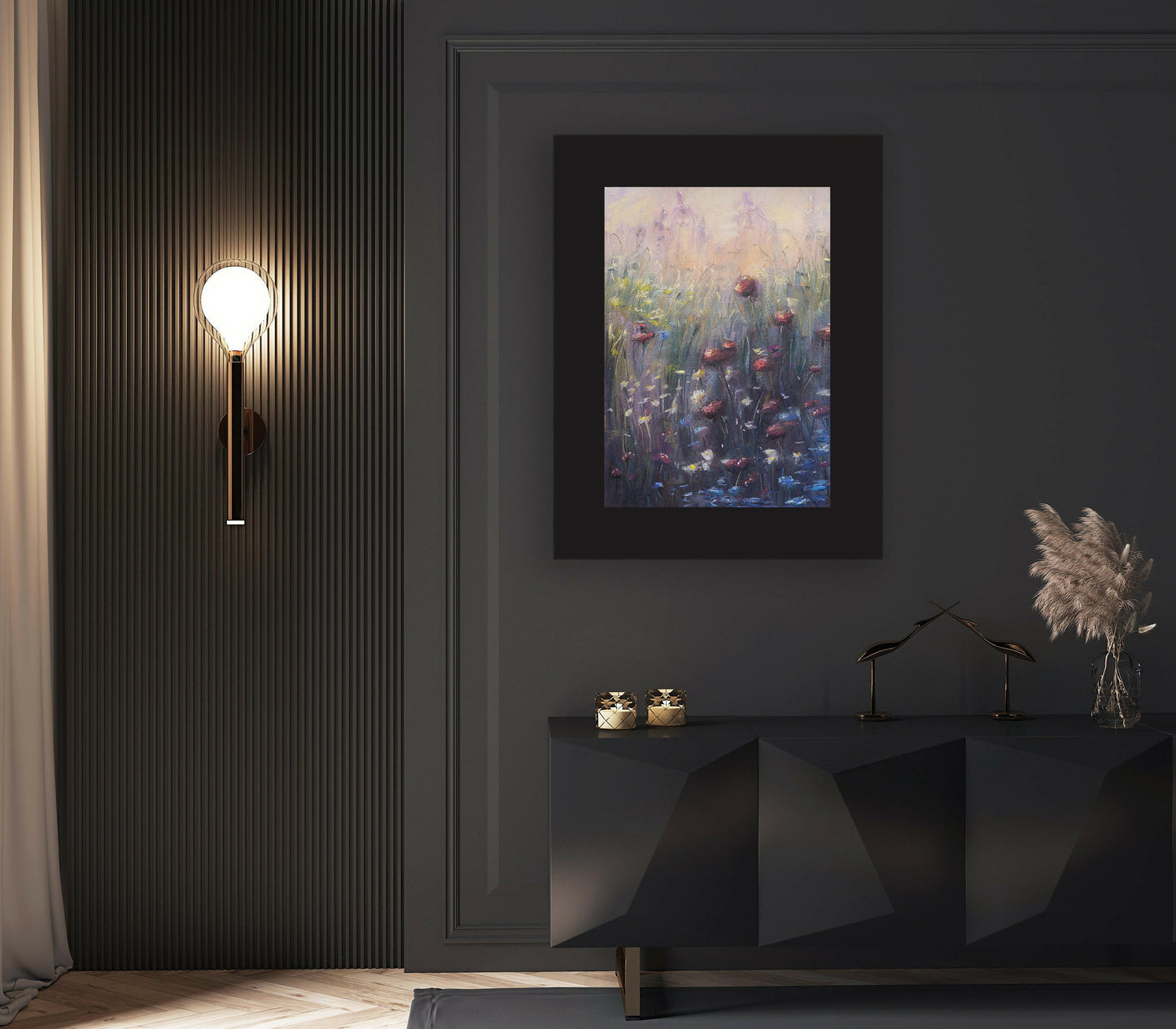 Original Pastel Painting on wall