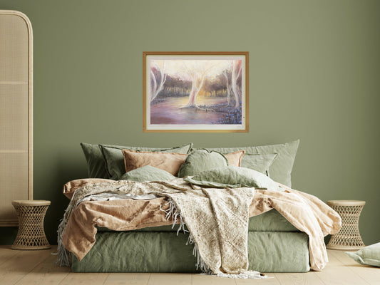 Pastel Painting Original on bedroom Wall