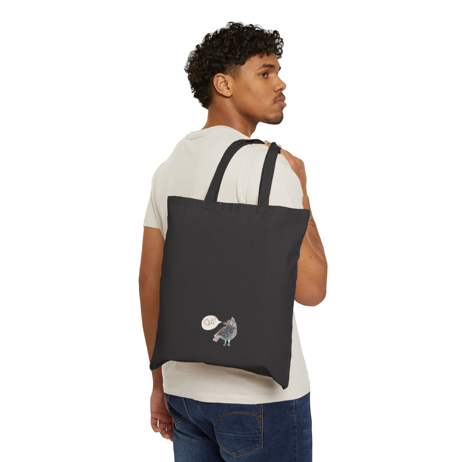 Gardening Black Tote Bag Back View Over Shoulder