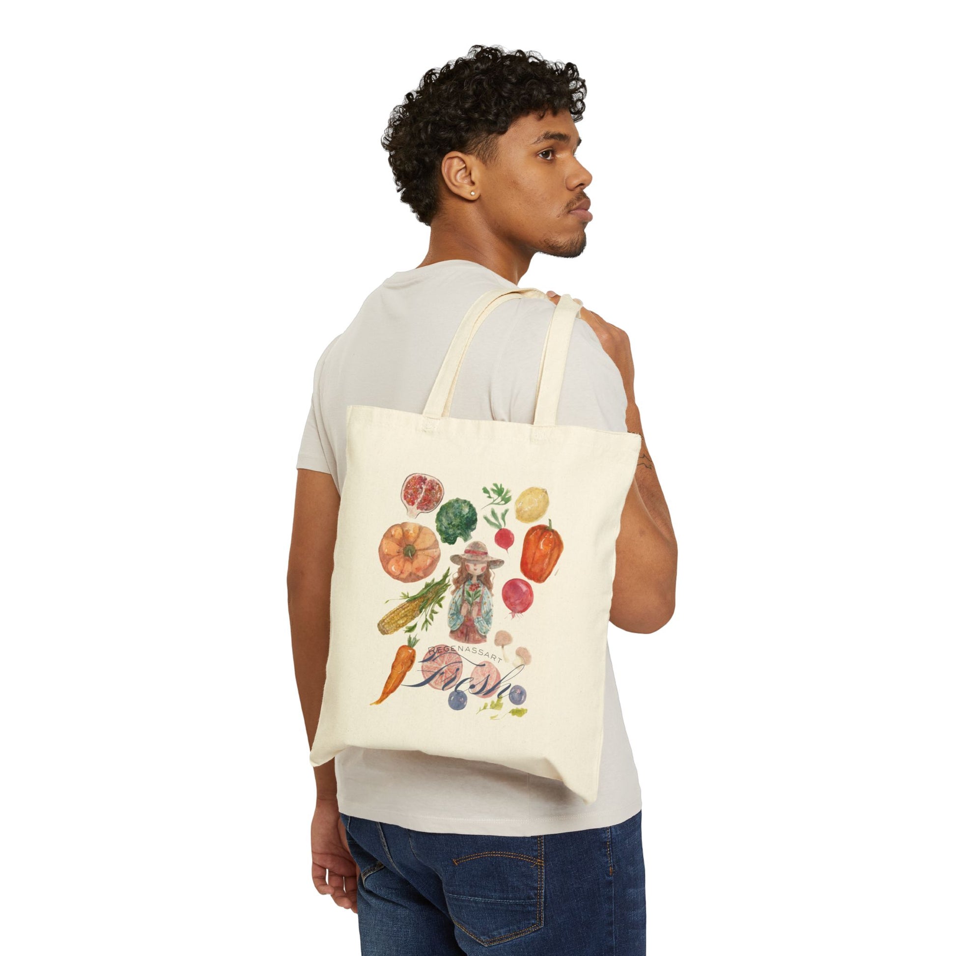 Gardening Tote Bag over shoulder